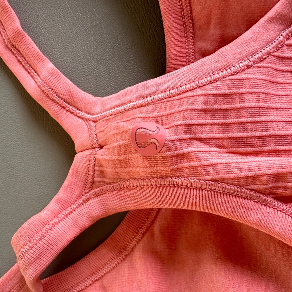Lululemon “sunny coral” size8 ebb to street tank